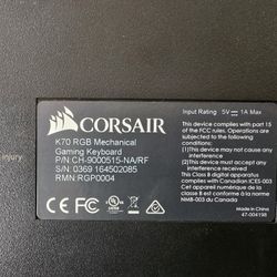 Corsair K70 Rgb Gamer Keyboard 