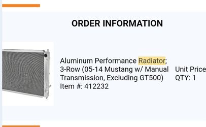 3 Core Radiator For Mustang 05-14 In Box NEW Never Opened