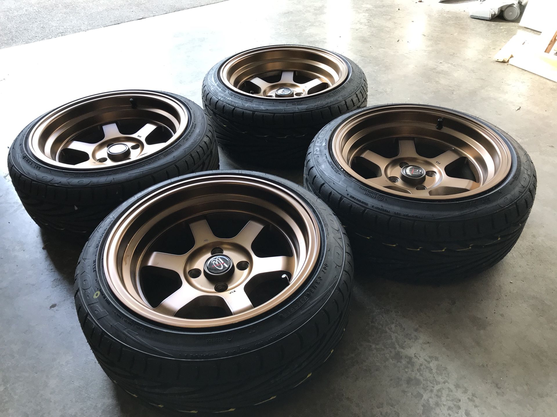 *Brand New*4x100 15x8 +0 Rota grid w/ Toyo tires