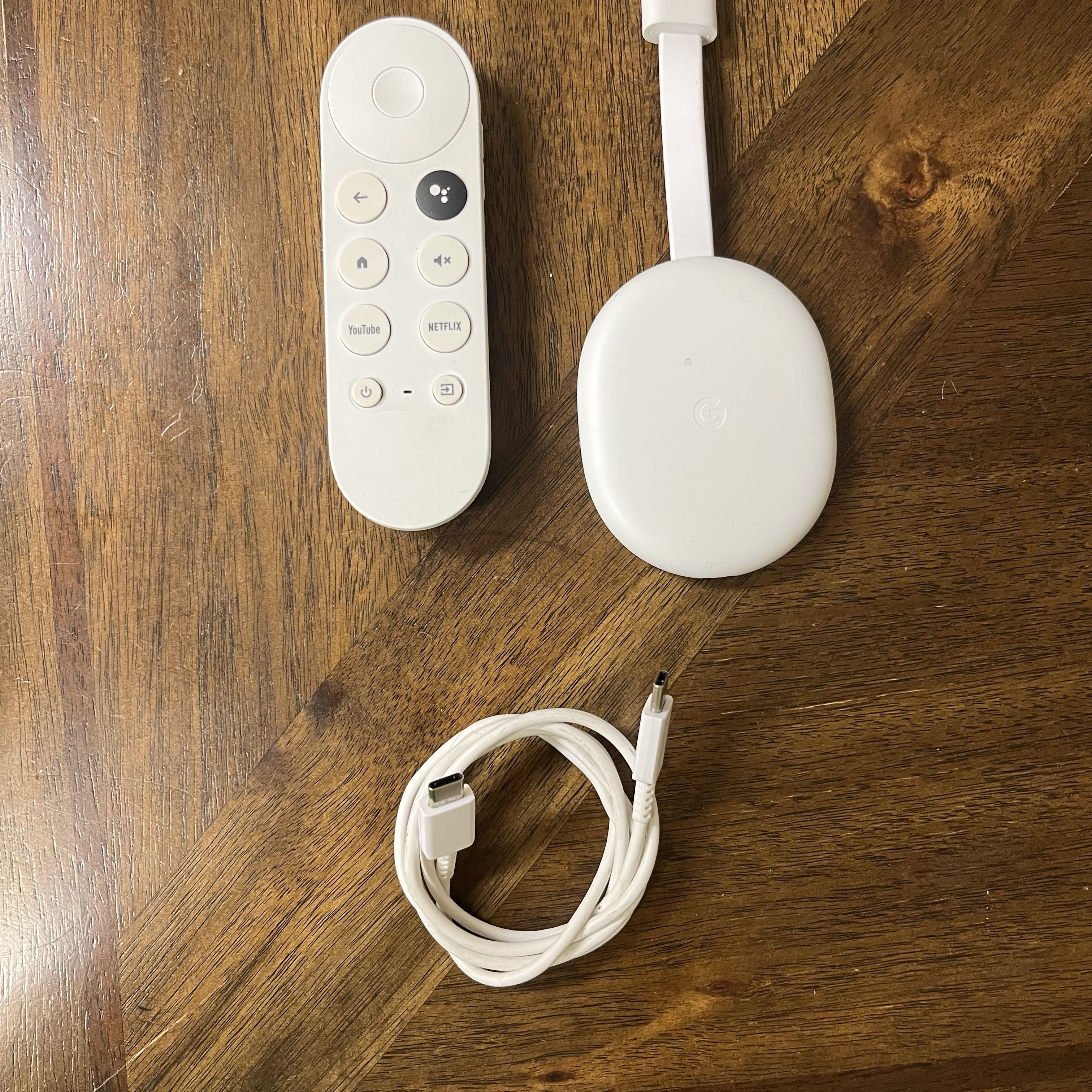 White Google Chromecast with Remote