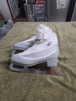 White Figure Ice Skates with Steel Blades