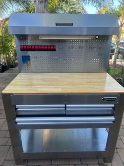Kobalt Steel Workbench with Pegboard and Drawers