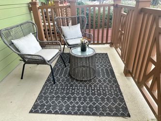 Modern Outdoor Wicker Patio Set – 3 Pieces + Rug