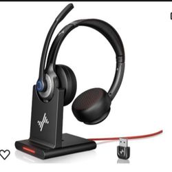 Wireless Headset with AI Noise Cancelling Microphone Bluetooth 