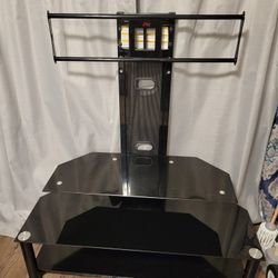 Black Glass TV Stand (3 Shelves)