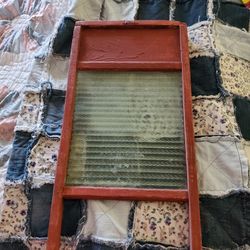 Vintage Wash Board With Glass Wash Board