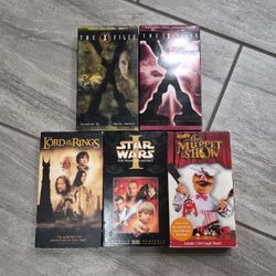 Assorted VHS Tapes, The X Files, Lord Of The Rings, Star Wars Episode 1, The Muppet Show 