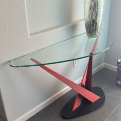 Glass And Steel Contemporary Entry Table