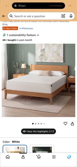 Mattress - Self Pick Up Only @ Lynnwood - Zinus 12 Inch King Green Tea Memory Foam Mattress
