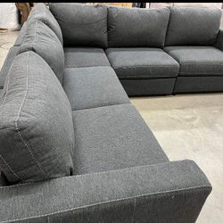 Candela Charcoal Sectional Sofa Couch 