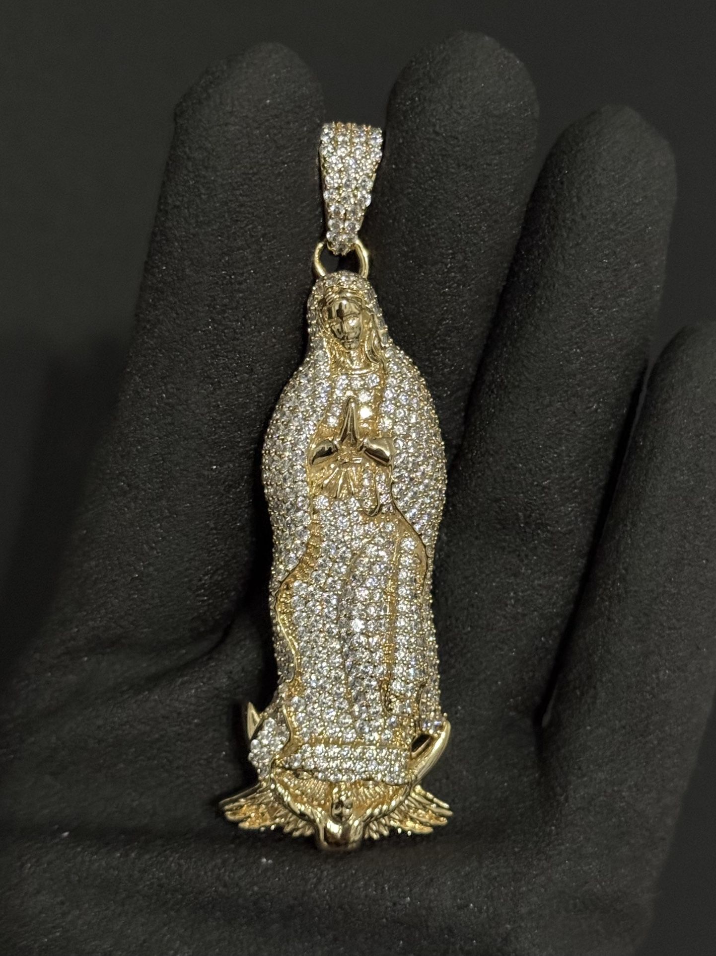 18K Gold filled Diamond Virgin Mary Pendant
