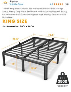 Heavy constructed metal king size platform frame used three months purchased off Amazon upgraded to a new bed. Nothing wrong with it basically brand n