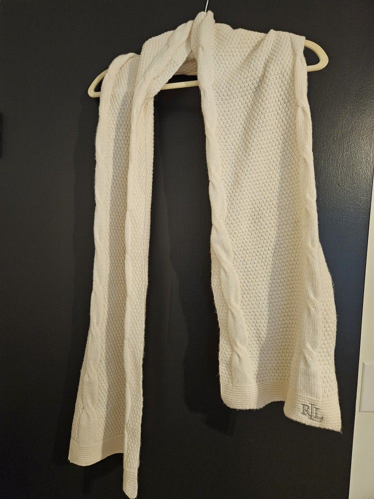 Polo Ralph Lauren Cream Scarf with silver logo