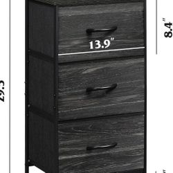 3 Drawer Nightstand Fabric Storage Dresser