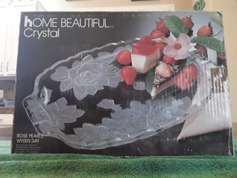 A Home Beautiful Crystal Rose Pearls Platter (WY001/349)