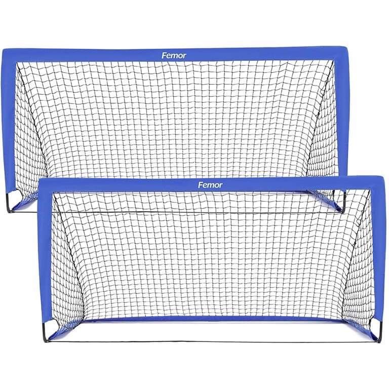 Femor Portable Soccer Goal Nets, 4' x 3' Fold-Up Soccer Target Goal with Carrying Bag for Kids and Teens, Backyard Games and Practice, Set of 2