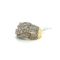 10kt Gold Diamond Ring Wide Band Swoop 2ctw Size 7 6.50grams 153933 8