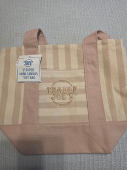 Trader Joe's stripped mini canvas tote bag