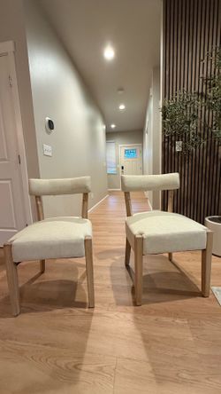 Modern Mid-Century Dining Chairs – Set of 2 – Beige Faux Leather