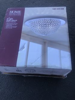 Home Decorators Collection 15 in. 3-Light Mirrored Stainless Steel Flush Mount with Clear Crystal Accents in Metal Rings