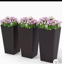 Outsunny Tall Wicker-Style Planter Set of 3