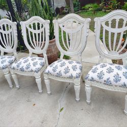 4 Vintage Upholstered Chairs * New Fabric