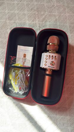 bluetooth wireless karaoke rose gold singing microphone