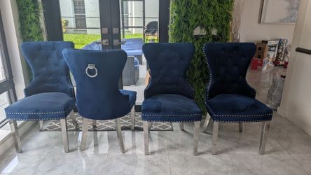 Contemporary Blue velvet chairs