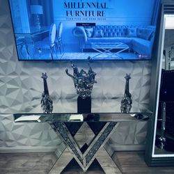 Modern Mirror Entry Console Table 