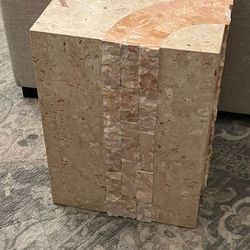 Travertine Side Table Indoor Or Outdoor