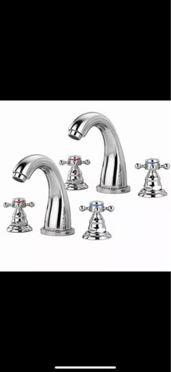 2 Handles 8 in. Widespread Bathroom Faucet 3-Hole Sink Faucet in Polished Chrome (2-Pack)