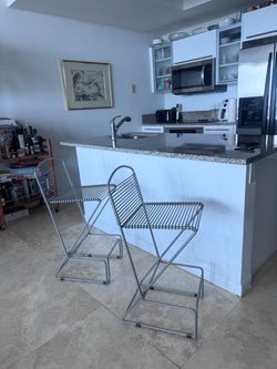 Vintage 1980s Italian Wire Counter/Bar Stools — Set of 2