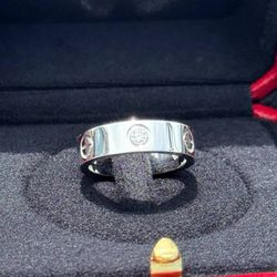 Cartier LOVE RING 3 DIAMONDS 0.22CTW 18k white gold size 55 box & pouch
