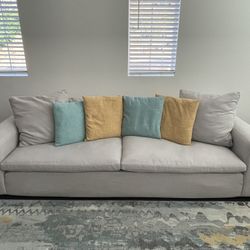 Paloma Sofa + Oversized Chair – Super Comfortable Custom Gray Linen | Living Spaces  