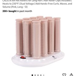 CALISTA Ion Hot Rollers for Long Hair | Hair Roller Clips Included | Heats to 230°F | Dual Voltage | Add Hands-Free Curls, Waves, and Volume (Pink, Lo