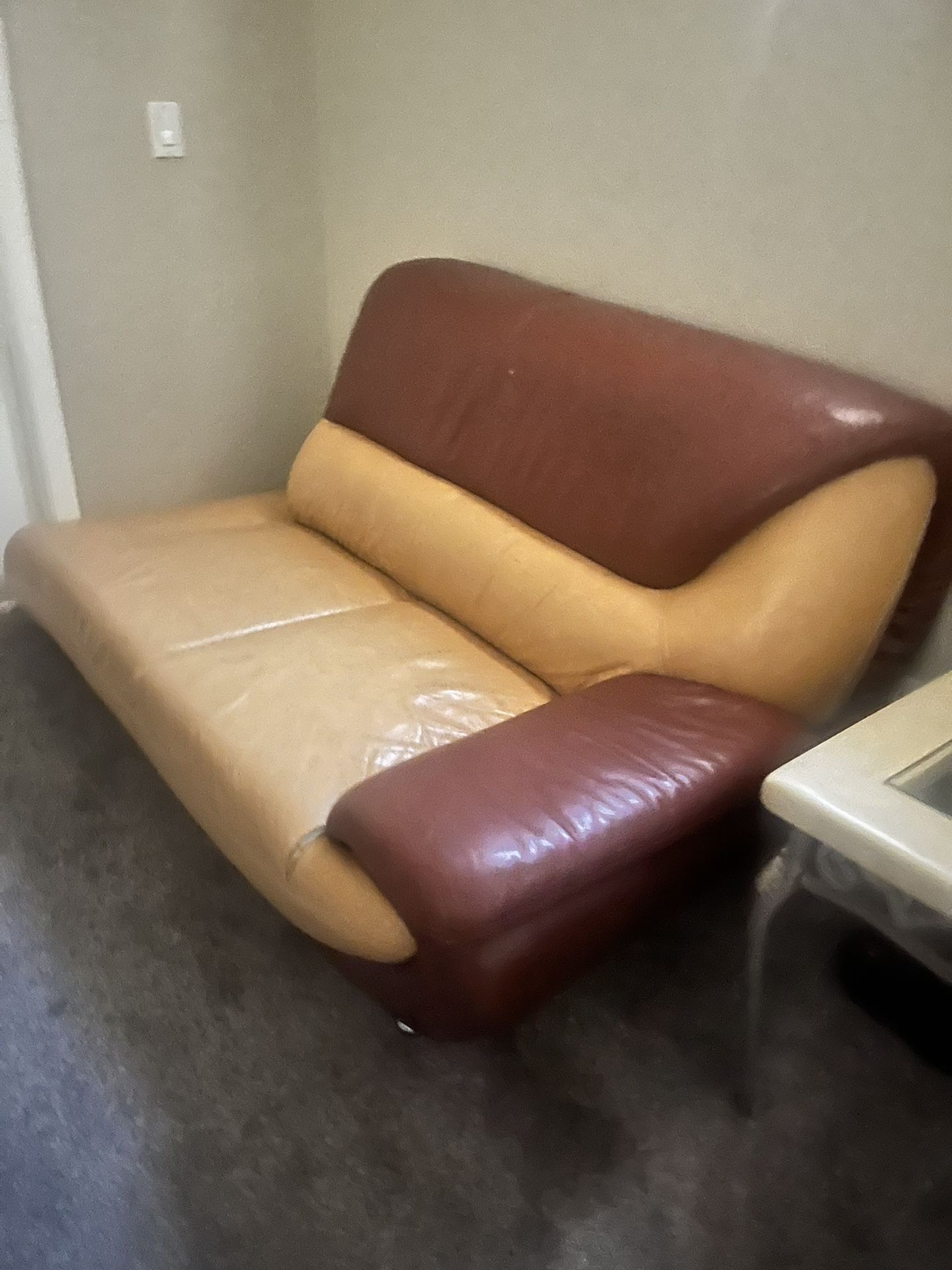 Beautiful Two Tone Leather Chaise Lounge Sofa