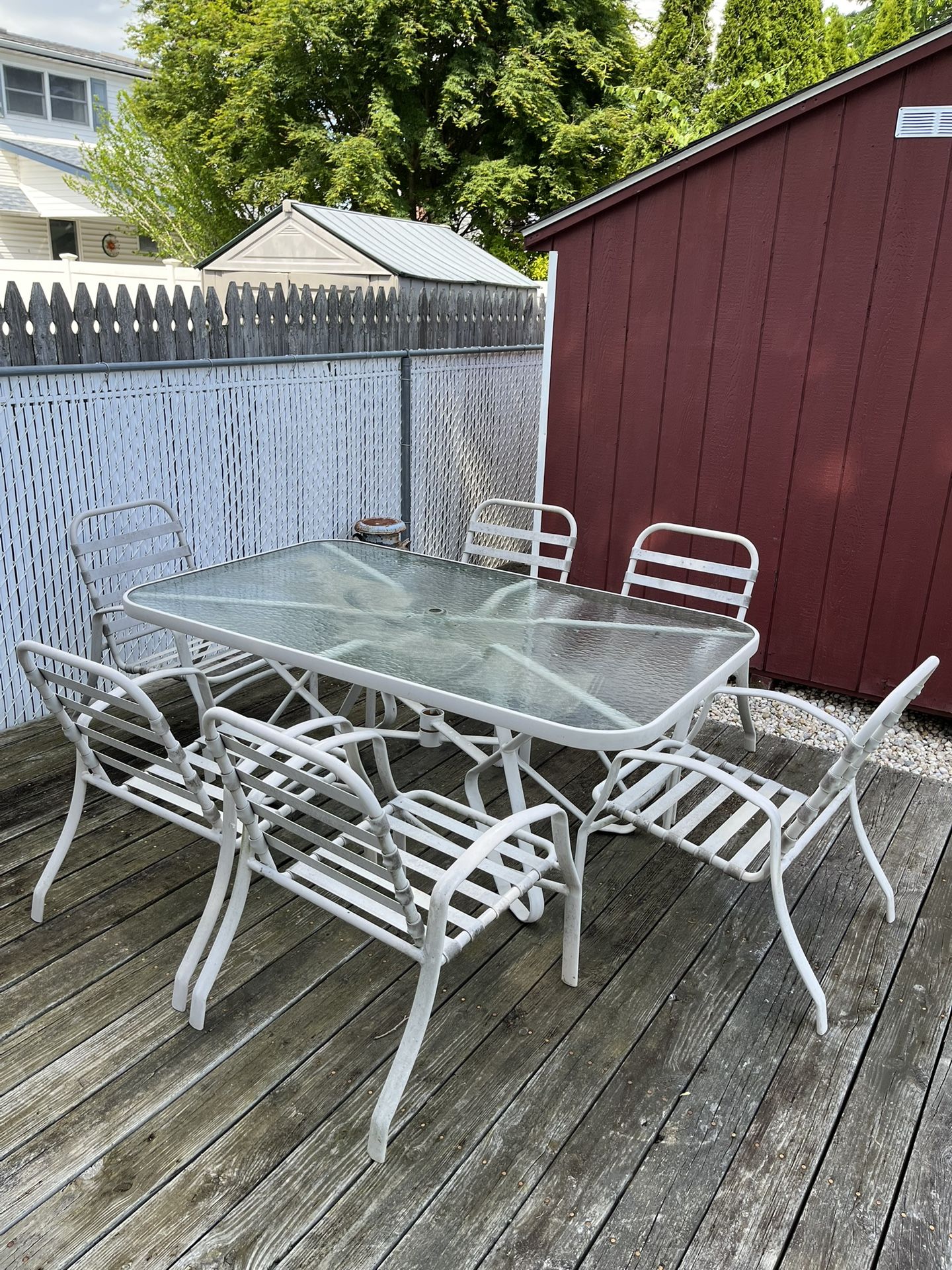 Outdoor Glass Table With 6 Chairs No Cushions