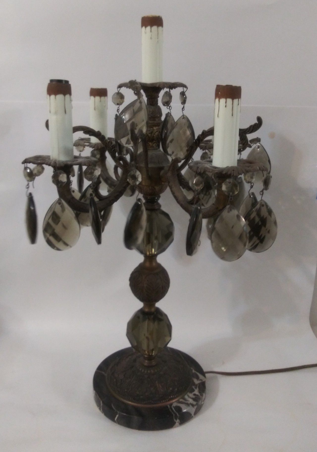 Antique candelabra 5 lights brass lamp electric