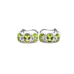 Judith Ripka Peridot Three-Stone Sterling Earrings - Lime Green