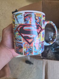 Superman Six Flags Action Comics Book Panels Superhero Large Mug Cup