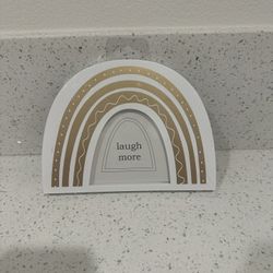 DesignOvation 4x4 Rainbow Arch White and Gold Decorative Tabletop Picture Frame