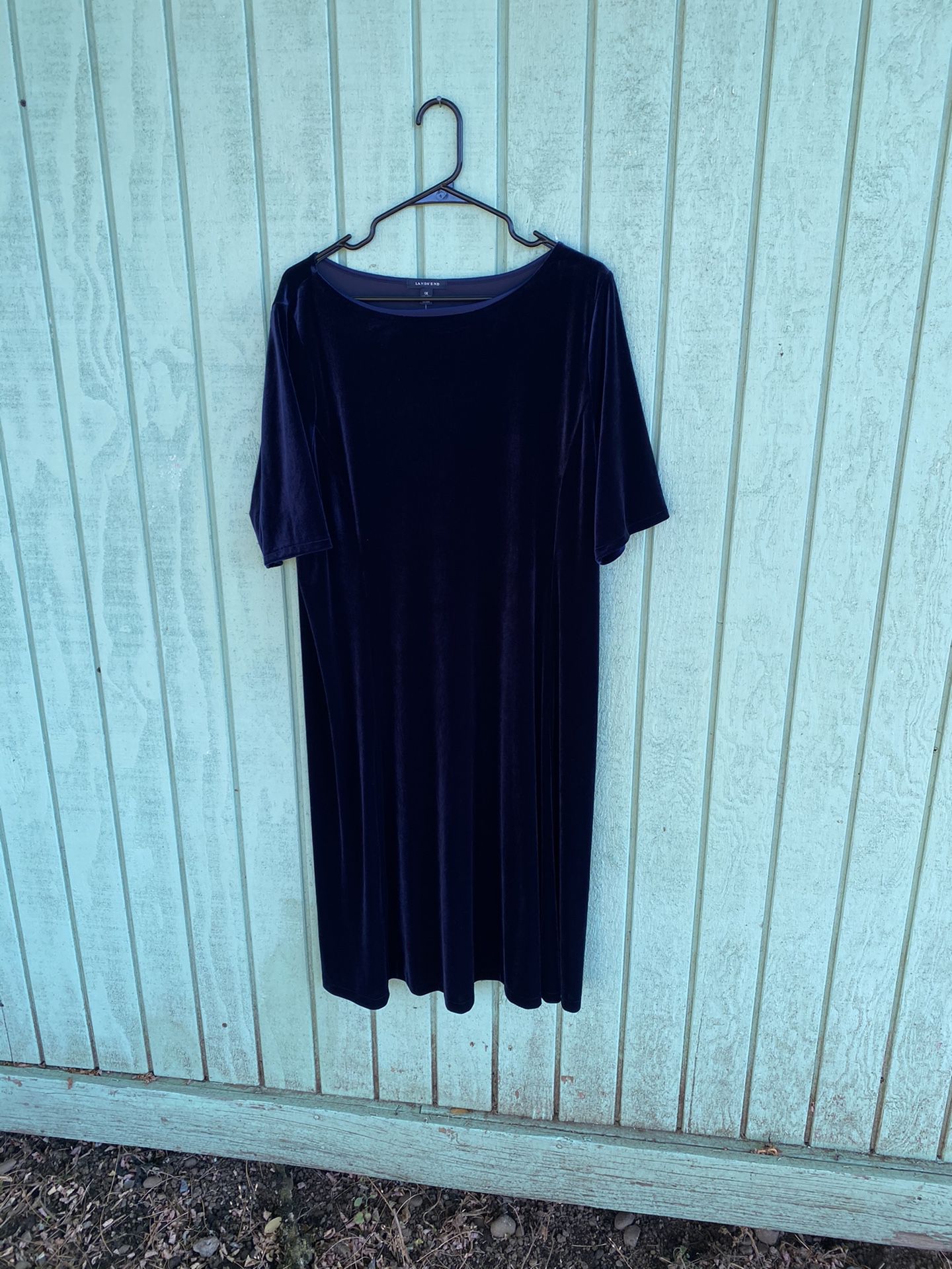 Land’s End Navy Blue 1X Velvet Dress 