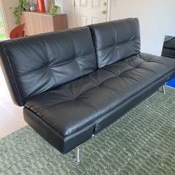 Black Leather Sofa Bed 