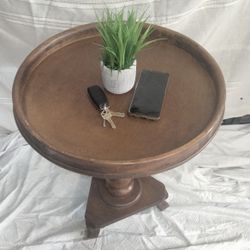 Solid Wooden Round End Table.