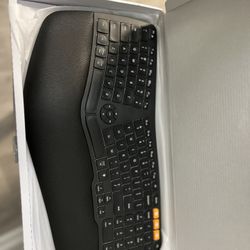 ProtoArc Backlit Bluetooth Ergonomic Keyboard, EK01 Plus Full Size Wireless Split Keyboard with Dual Bluetooth and USB, Cushioned Wrist Rest, Recharge