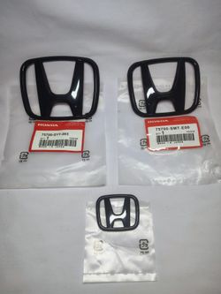 3Pcs Glossy Black Emblem Fit For Honda Civic Sedan 2022-2026 Front Rear Badge