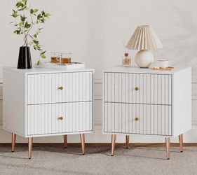 Nightstand set of 2, with rose gold legs