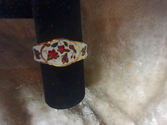 Vintage Butterflies and Flowers cloisonne enamel bangle with a clamper hinge.