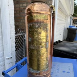 Vintage Copper and Brass Floafoam Fire Extinguisher Detroit, MI