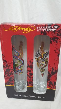 Ed Hardy Collectible 22 fl.oz Pilsner Glasses